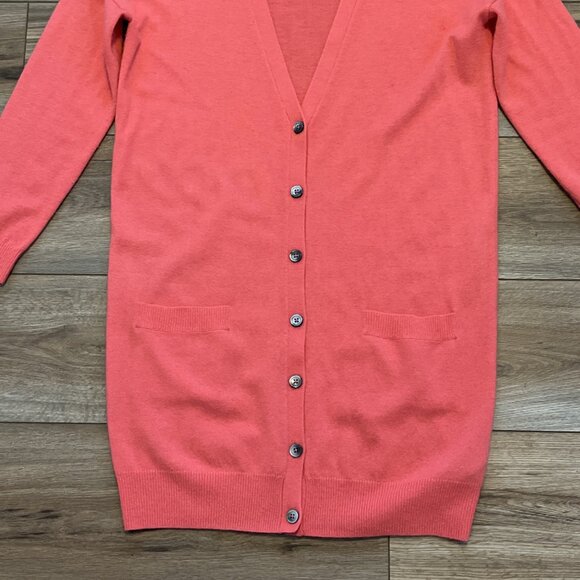 Boden 100% Cashmere Cardigan Sweater SZ 6 Pink Button Up V Neck - Picture 3 of 10